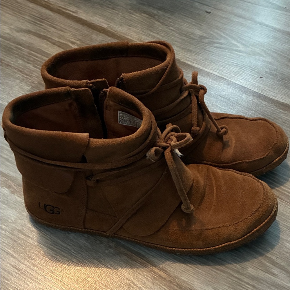 UGG Chestnut Suede Lace-Up Boots